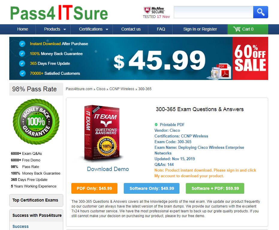 Pass4itsure 300-365 exam