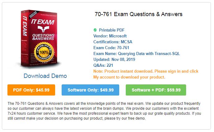 Pass4itsure-70-761-exam